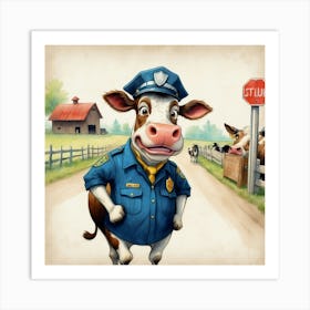 Police Cow Art Print