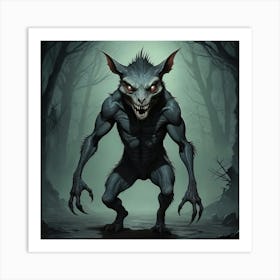 Chupacabra with glowing eyes Halloween Art Print