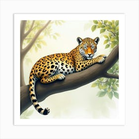 Jaguar On A Tree 1 Art Print