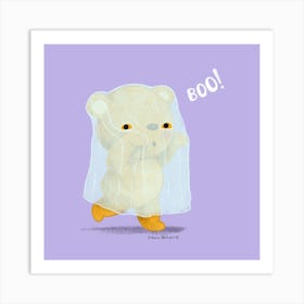 Cute Ghost Bear Art Print