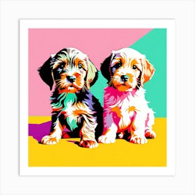 Wirehaired Pointing Griffon Pups, This Contemporary art brings POP Art and Flat Vector Art Together, Colorful Art, Animal Art, Home Decor, Kids Room Decor, Puppy Bank - 123rd Art Print