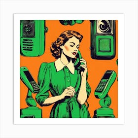 Woman Talking On A Phone Art Print