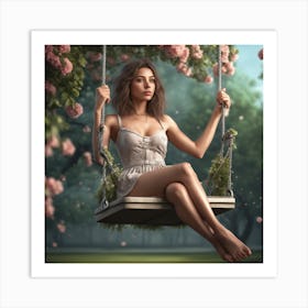 Swinging Girl Art Print