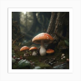 Mushrooms In The Forest 25 Art Print