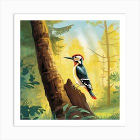 Woodpecker In The Forest Art Print