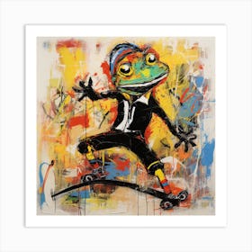 Skateboarder Frog Art Print