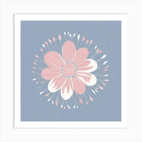 A White And Pink Flower In Minimalist Style Square Composition 184 Art Print