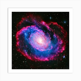 A Mesmerizing Spiral Galaxy Explosion Dappled In The Hues Of Pink And Red Celestial Bodies Transiti (1) Art Print