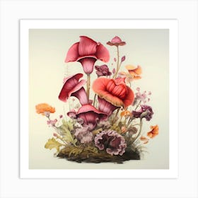 Flowers And Fungi Art Print