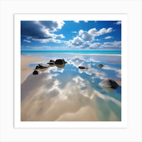 Tidal Reflections, Sandy Beach Art Print