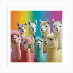 Rainbow Pastel Alpacas 1 Art Print