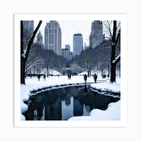 Central Park In The Snow Art Print