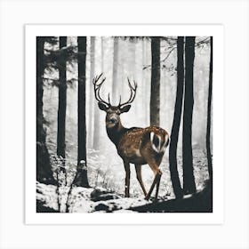 Deer In The Woods 4 Art Print
