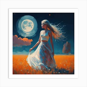 Moonlight In The Field Art Print