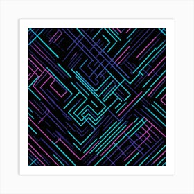 Neon Abstract Pattern Art Print