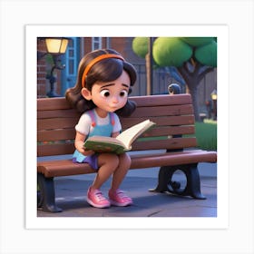 Little Girl Reading A Book Art Print