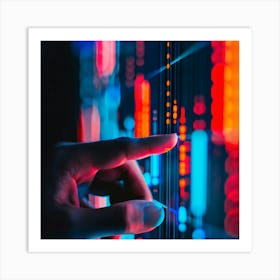 Hand Touching A Computer Screen Art Print