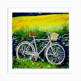 Bicycle In A Field Art Print
