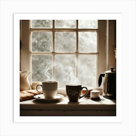 Coffee And Tea On A Window Sill Art Print