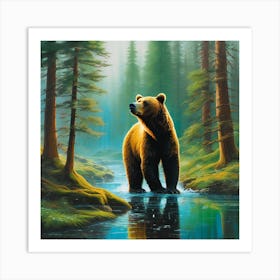 Brown Bear In The Forest 1 Art Print