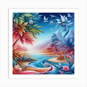 Colorful Landscape Painting Art Print