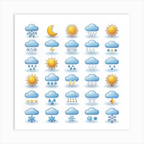 Set Of Colorful Weather Icons 1 Art Print