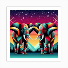 The Timeless Twins Elephants Art Print