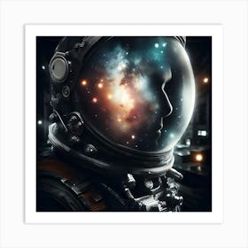 Double Exposure Of The Milky Way Galaxy Inside The Helmet Of An Astronaut 2 Art Print