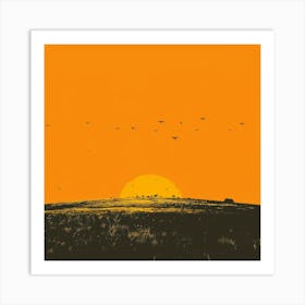 Sunset Over A Field Art Print