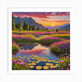 Sunset In The Mountains 1 Art Print