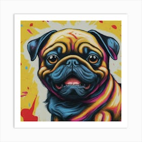 Portrait Of A Pug Art Print