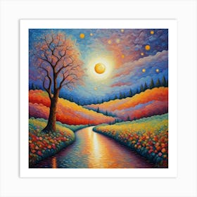 Moonlight In The Valley Art Print