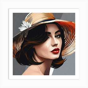 Portrait Of A Woman In A Hat 1 Art Print