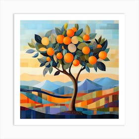 Modern Orange Tree 3 Art Print