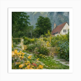 Gustav Klimt Style Farm Garden 22 Art Print