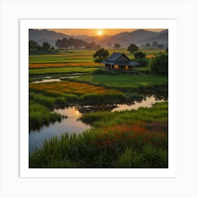 Sunrise In Thailand Art Print