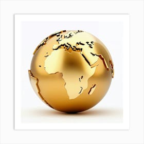 Gold Globe On White Background Art Print