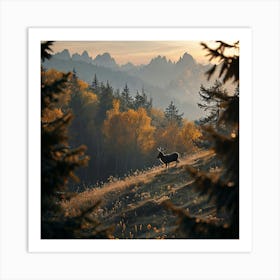 Deer In The Autumn Forest Art Print