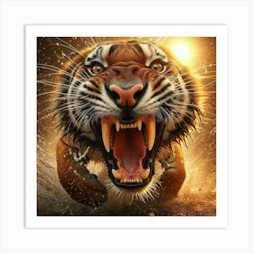 Tiger Roaring Art Print