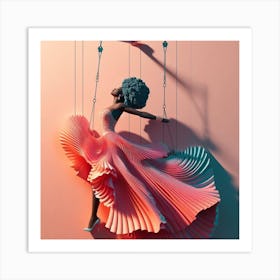 Woman Swinging On A Swing Art Print