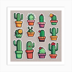 Cactus Stickers 5 Art Print