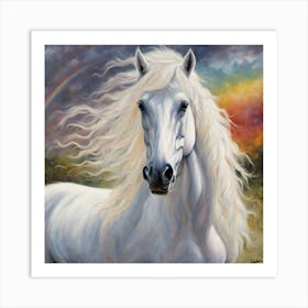 white horse Be A Rainbow In Someone's Cloud Art Print Art Print