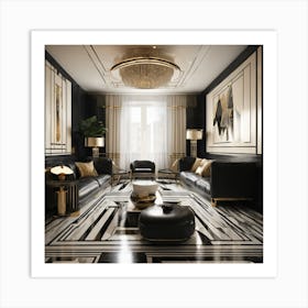 Black And Gold Living Room 5 Art Print