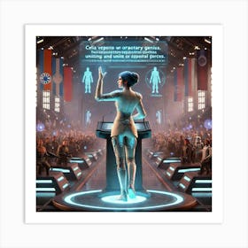 A Sci Fi Scene Showcasing Celis Veyrin Oratory Genius Art Print