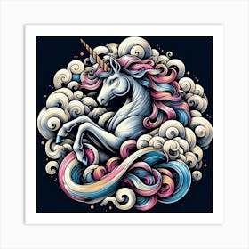 Unicorn In The Clouds 2 Art Print