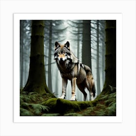 Wolf In The Forest 52 Art Print