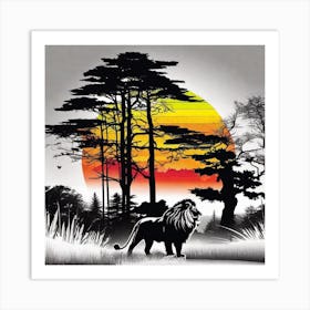 Lion At Sunset 3 Art Print