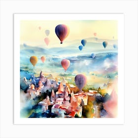 Watercolor Of Cappadocia Art Print