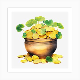 Shamrocks And Coins Art Print