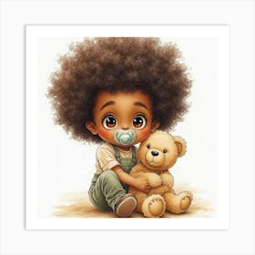 African American Toddler With Pacifier Art Print